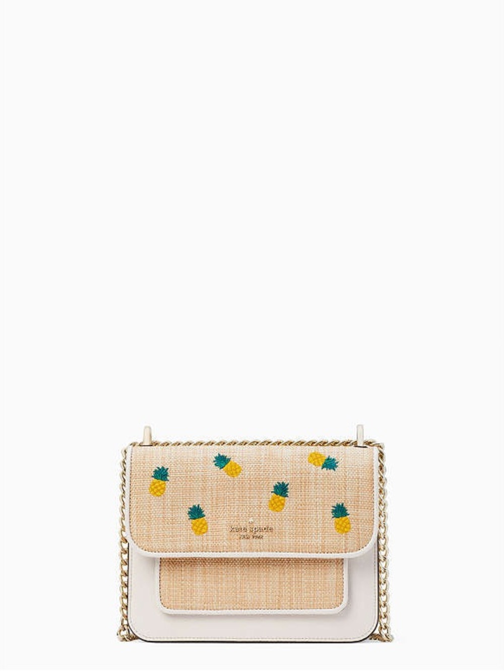 kate spade Cream Raffia Pineapple Embroidered Crossbody